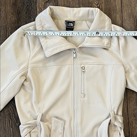 The North Face TNF Apex Women’s Large Cream Zip-Front Long Jacket with Waist Tie - Picture 13 of 16